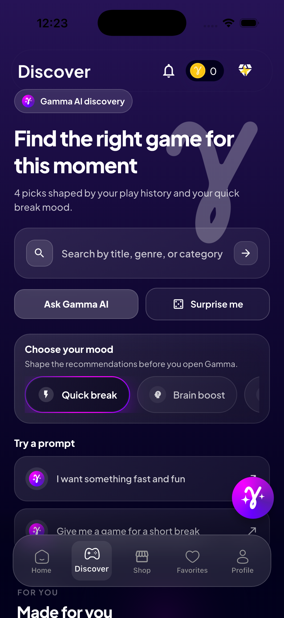 Gamma AI chat assistant